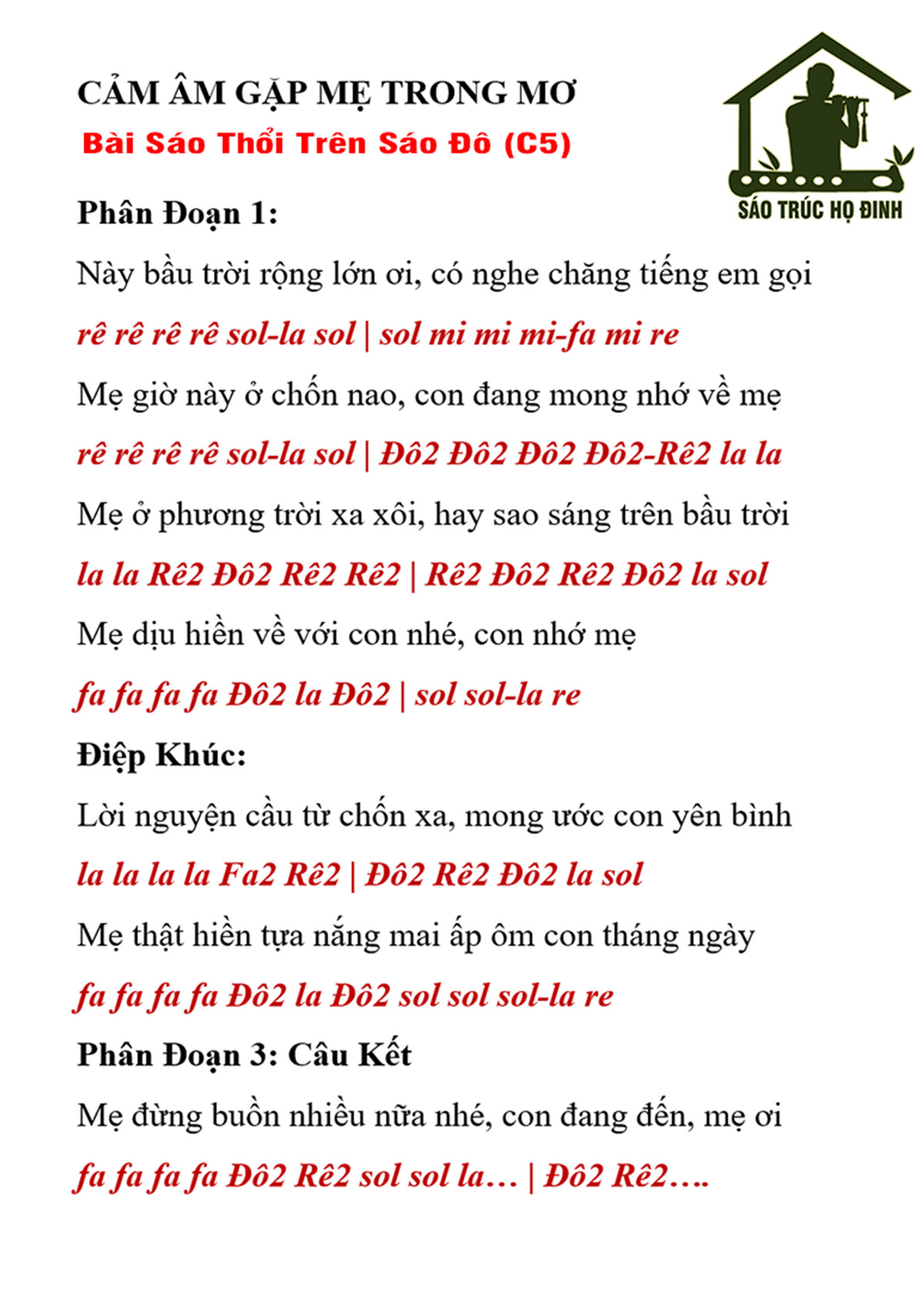 Cảm Âm Gặp Mẹ Trong Mơ Sáo Trúc 1 Cảm Âm Gặp Mẹ Trong Mơ Sáo Trúc - Sáo Trúc Họ Đinh