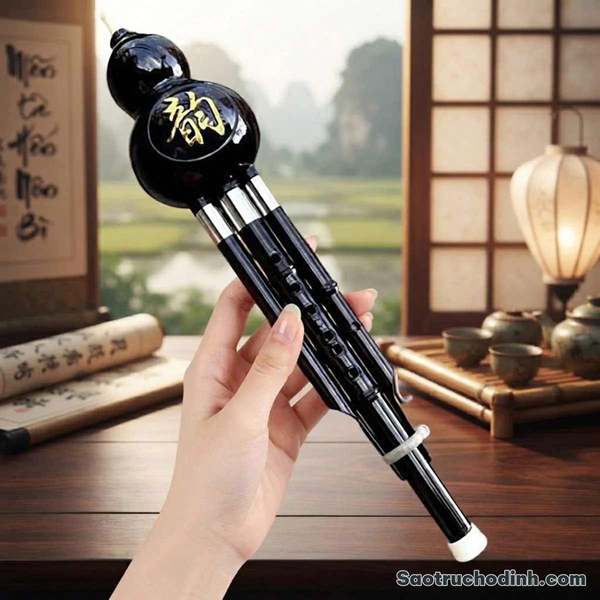 Sáo Bầu Đen Cao Cấp SBD02 Sáo Trúc Họ Đinh