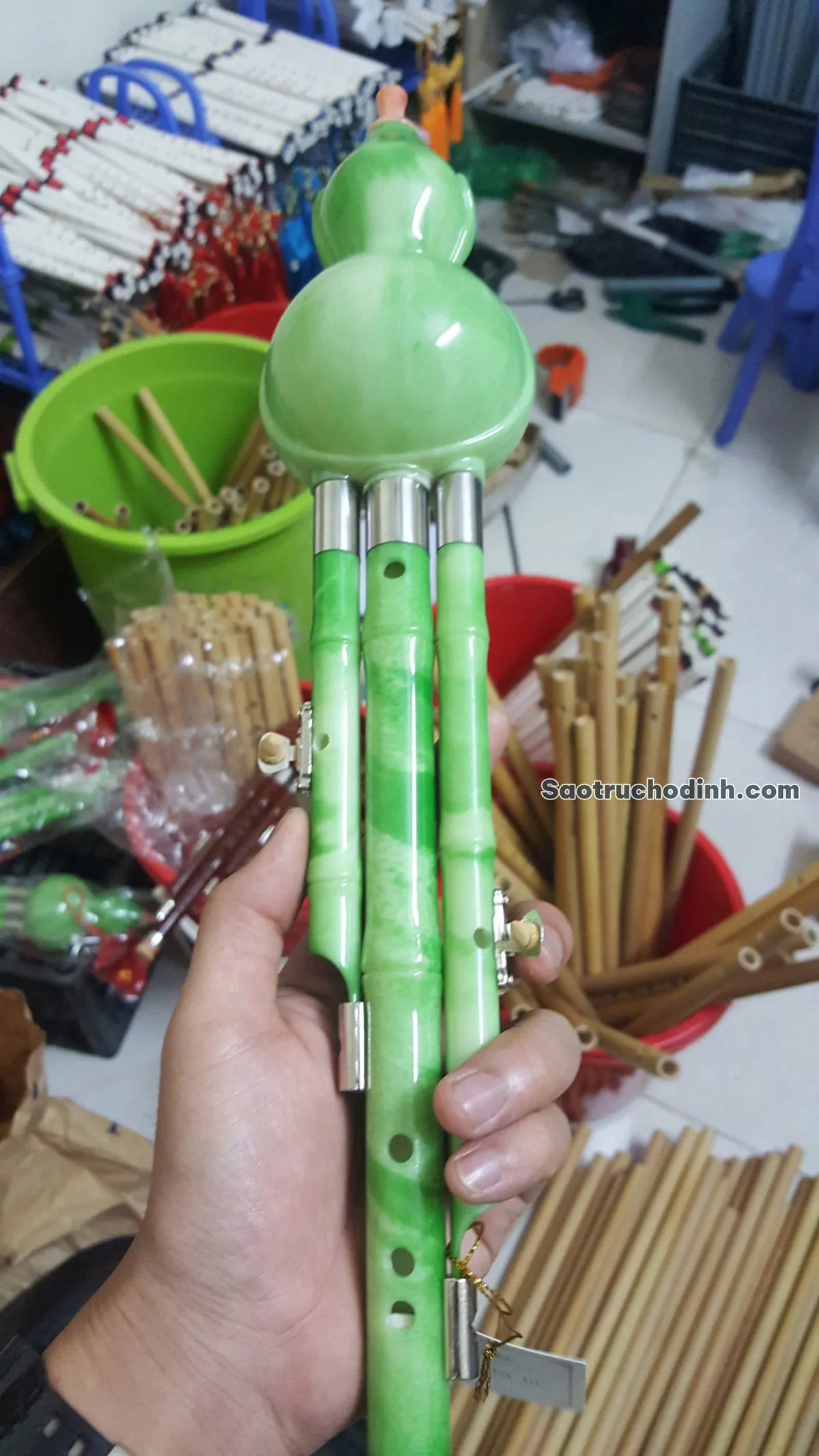 Sáo Bầu Xanh Ngọc 2 Bè SBX-03 Sáo Trúc Họ Đinh