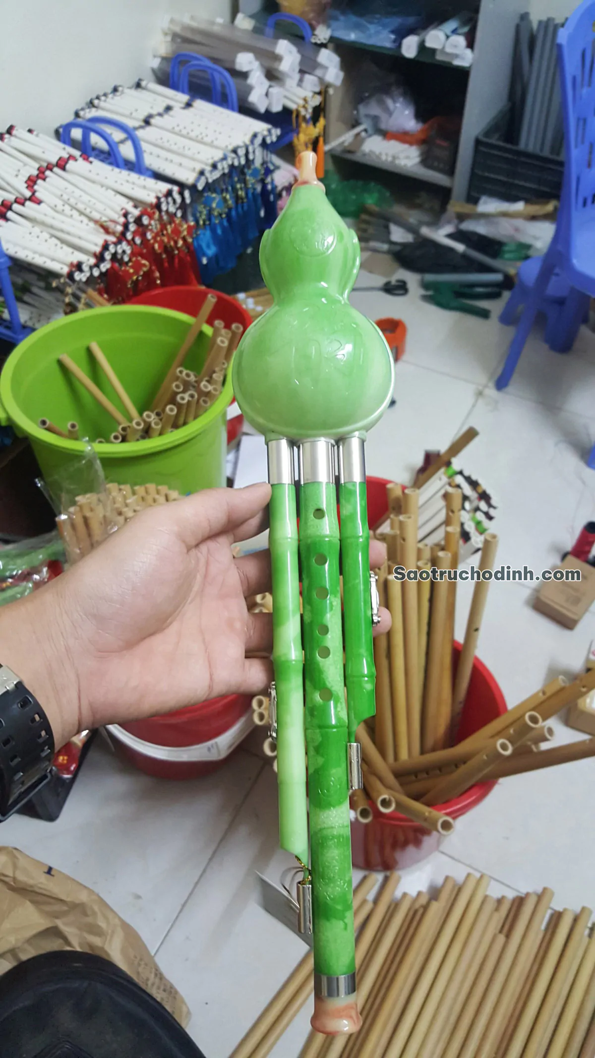 Sáo Bầu Xanh Ngọc 2 Bè SBX-03 Sáo Trúc Họ Đinh
